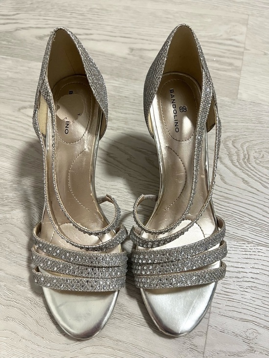 Bandolino Shoes - Bandolino Silver Glitter Strappy Heels Pumps